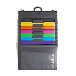 Smead Cascading Wall Organizer, 6 Removable Folder Pockets, Letter Size, Gray/Bright Pockets (92060)
